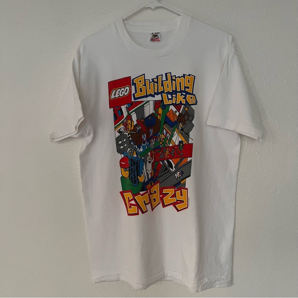 Lego Multicolor 'Building Like Crazy' Vintage T-Shirt Sz L Single Stitch